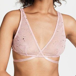 Honeydew Bralette Trinity Foil Star Mesh Peach